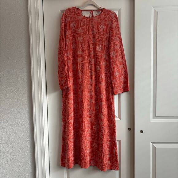 Zara Women’s Embroidered Maxi Dress L Open Back Blogger’s Favorite Orange - Picture 4 of 13